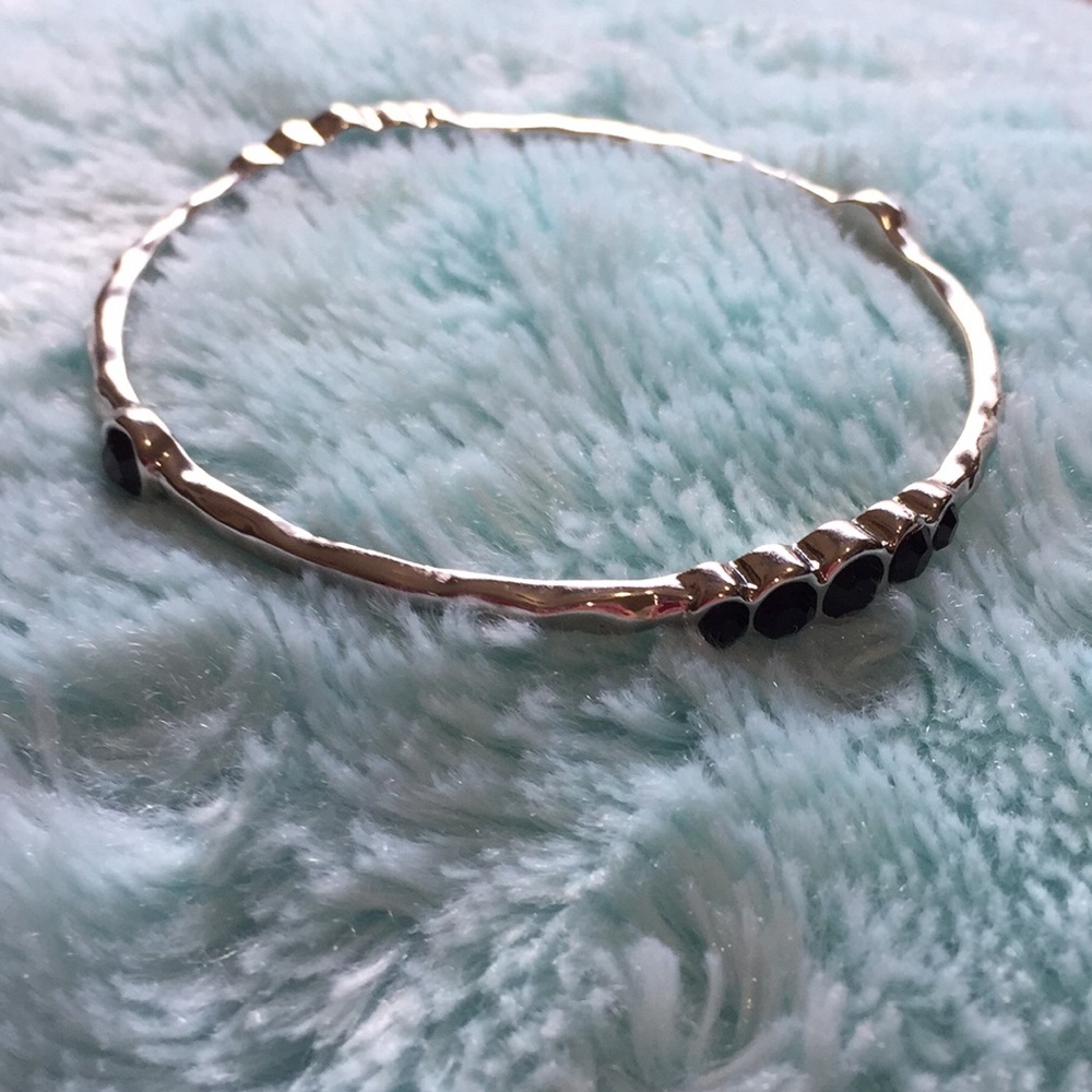 Bracelet Bangle silver with black stones